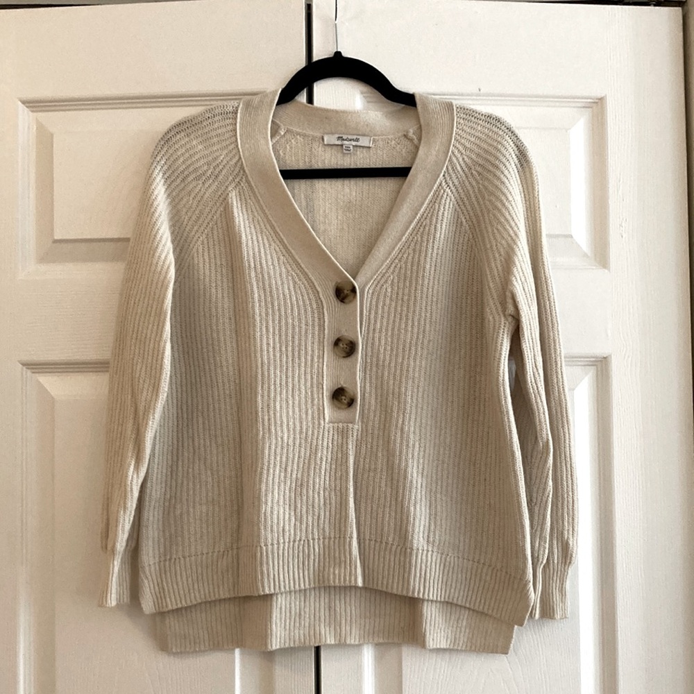 Madewell Summer Knit Pullover with Tortoiseshell Buttons